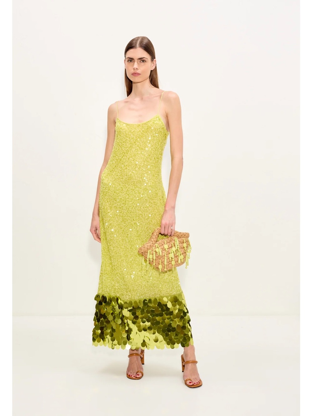 SIMON MILLER IMOGEN SEQUIN MIDI DRESS IN PERIDOT COMBO - Picture 5 of 14